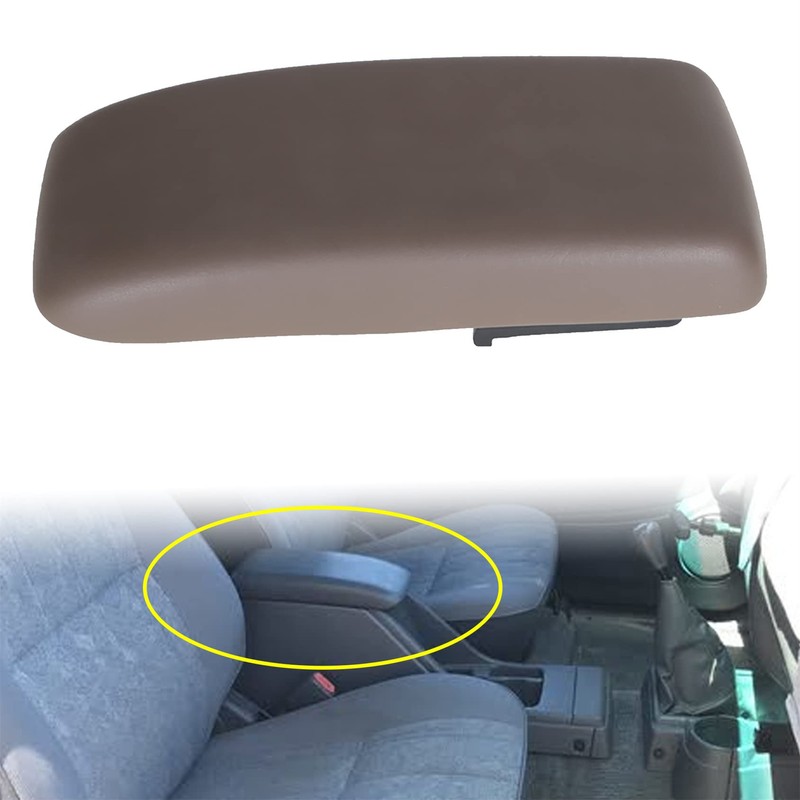 ANTUKO Oak Tan Car Leather Front Center Console Armrest Lid