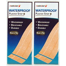 2 x Masterplast Waterproof Plaster Strip 6cm x 1m