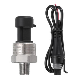 sourcing map Pressure Transducer Sender Sensor with Connector, 1/8" NPT 100 PSI Stainless Steel Pressure Transmitter for Oil Fuel Water Air
