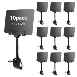 CYEER Pack of 10 10 x 15 cm price tag holder for clamping, A6 price tag stand with clip, price tag labels with clip, writable price tag holder