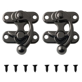 DGBRSM 2pcs Decorative Latch Clasps Lock Padlock Hasp Antique Hook Hasp Latch Gun Black Zinc Alloy Right Hook Latch with Mounting Screws Jewelry Chest Gift Wine Wooden Box Case Toggle Latch
