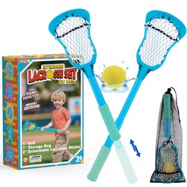 Foayex Adjustable Kids Lacrosse Sticks with Ball & Bag, Pool Toys Beach Games Yard Games, Mini Lacrosse Set with Large Basket for Easy Catch & Toss, Gifts for Boys Girls Toddler Youth Ages 3+