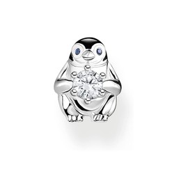 THOMAS SABO Single Penguin Stud Earrings with White Stone, Sterling Silver, No Gemstone