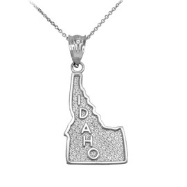 Sideways Crosses Idaho ID State Map Pendant Necklace in 925 Sterling Silver, 20"