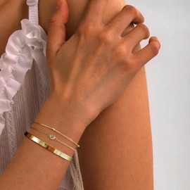 Gold Bracelets for Women Waterproof 14K Gold Plated Diamond/Beaded Chain Bracelet Stack Sets Stackable Everyday Jewelry Gift for Women