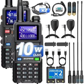 5RM 10W Long Range Ham Radio with TIDRADIO Portable Wireless Programmer Upgraded UV-5R Handheld 8 Bands&NOAA Weather Receiver, Frequency Copy,2500mAh TypeC Battery - Style: 2 Pieces (Style 1）