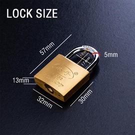 Padlock with Keys, Brass Heavy Duty Padlock Mini Solid Padlock Luggage Padlock for Doors, Shed, Warehouse, Garage, Cabinets - 32mm