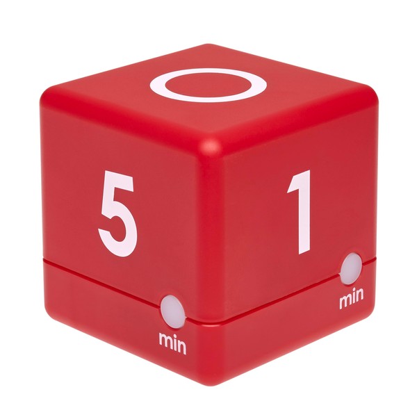 TFA Dostmann Digitaler Cube Timer, Zeitwürfel, Zeitmanagement, L 60 x B 60 x H 60 mm, rot