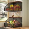 Stackable Fruit Basket for Kitchen Countertop Space Saving, Wall Mounted