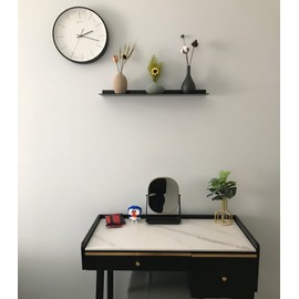 VOHYOV Linear Floating Shelf Wall Mounted Metal Shelves Heavy Duty Industrial Modern Steel Black Linear Metal Wall Shelf Modern Farmhouse Living Room Metal Wall Decor (8-inch X 16.5-inch)