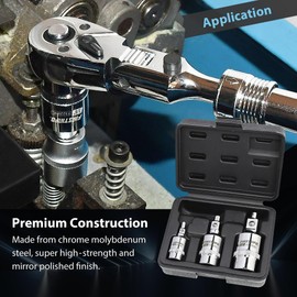 FIRSTINFO F3229N 3-Piece Magnetic 2-Stage Universal Joint Set|2-Stage Design Changes Socket from Swivel to Fixed Position|1/4-Inch, 3/8-Inch, and 1/2-Inch Drive