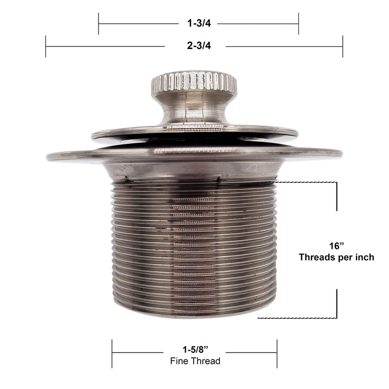 Westbrass D331-F-01 1-3/8-Inch NPSM Fine Thread Twist-and-Close Bath Drain Plug,