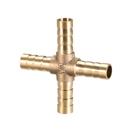 sourcing map 8mm or 5/16" ID Brass Barb Splicer Fitting 4 Ways Brass Cross Barb Fitting Air Gas Water Fuel