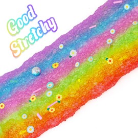Bear Rainbow Snow Fizz Slime, Good Stretchy & Non-Sticky Crunchy Slime, Slime Party Favors for Kids, Slime Sensory Toys, Girls Gifts & Boys Gifts for Birthday Easter Hallowmas Christmas