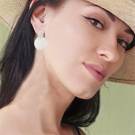 coadipress Gold Round Disc Earrings for Women Classical Minimalist Matte Gold 14K Gold Plated Geometric Circle Statement Drop Earrings Trendy Ladies Jewelry (Silver)