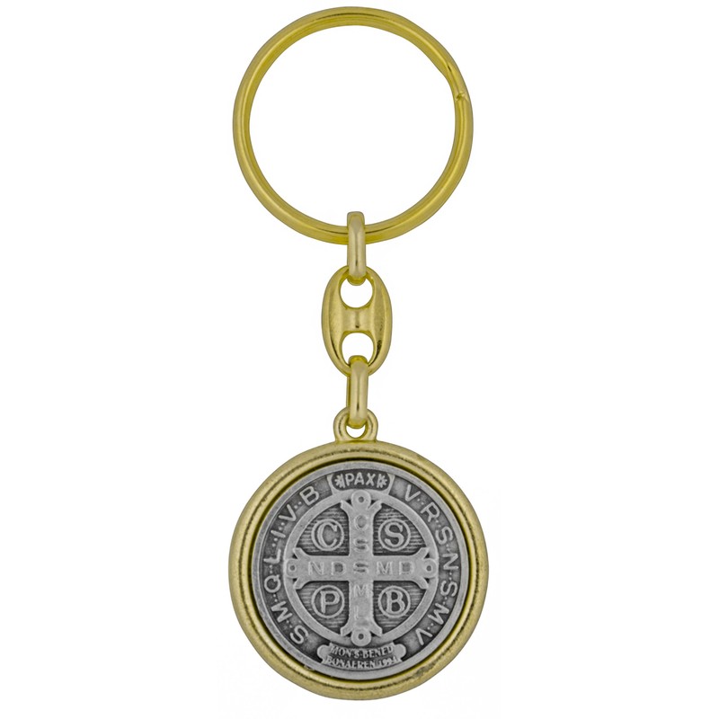 Saint Benedict Key Chain with Gold/Chrome Finish (Gold Finish)…