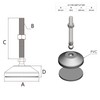 Articulated Foot Stand M12 x 100 mm Plate 60 mm
