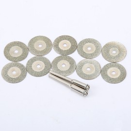 10pcs Diamond Cutting Discs for Dremel Rotary Diamond Cutting Wheel Tool Rotary Tool Accessory with 2 Arbor Shafts 20MM