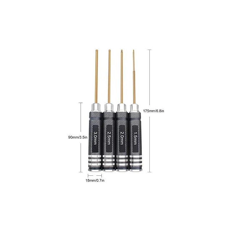 HRB 4pcs 1.5mm 2.0mm 2.5mm 3.0mm Hex Screw Driver Set