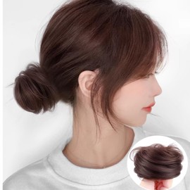 HAPVITAL Chignon Point Wig, Japanese Style Chignon Partial Wig, Hair Filler, Hair Ornament, Volume Up, Easy, Natural Feel, Perfect Hairstyle, Fashionable, Popular Women's (Brownish Black, Straight)