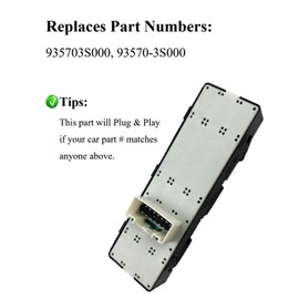 93570-3S000 Master Power Window Switch Replacement for 2011-2015 Hyundai Sonata, Black Panel