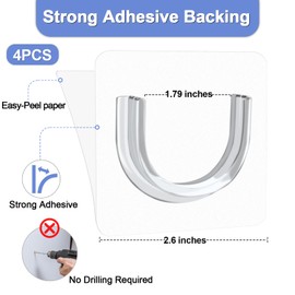 4 Pack Shower Rod Holder with Strong Adhesive, No Drilling Shower Curtain Rod Holder for Wall, Shower Rod Holders for Wall (Rod not Included)