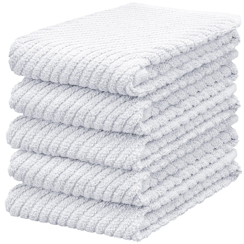 DecorRack 5 Pack 100% Cotton Kitchen Towels, 16x19 inch Soft
