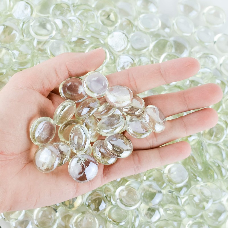 Galashield Flat Glass Marbles for Vases Clear Glass Gems Beads