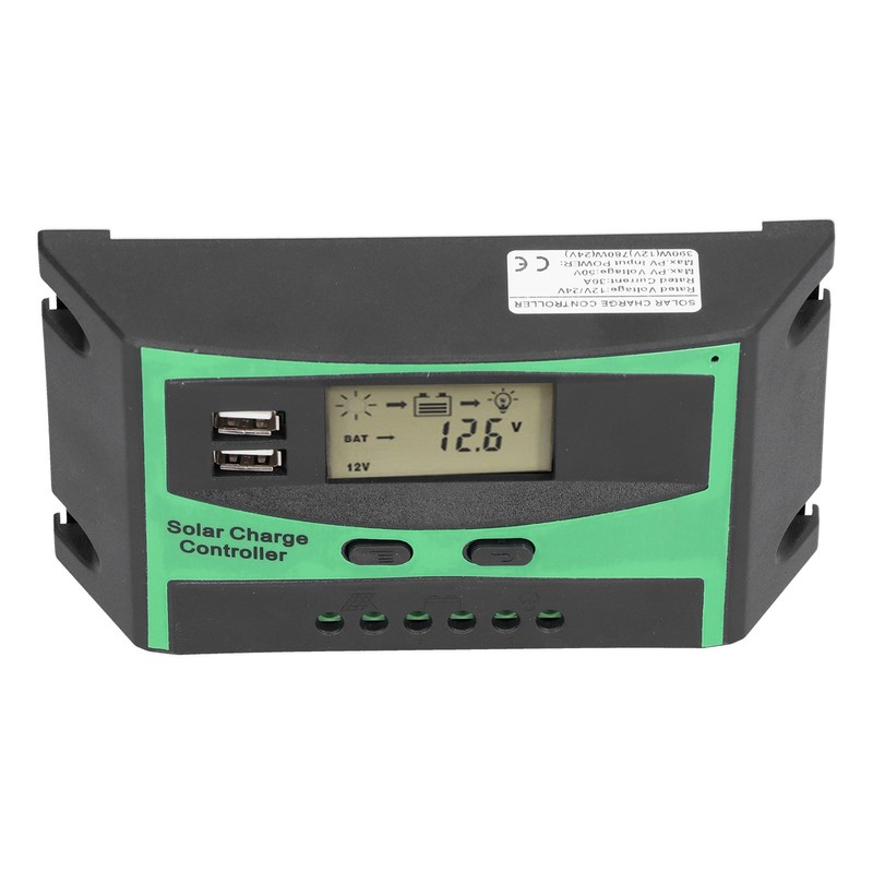 Solar Charge Controller Photovoltaic Discharge PWM Control Regulator 12‑24V 30A
