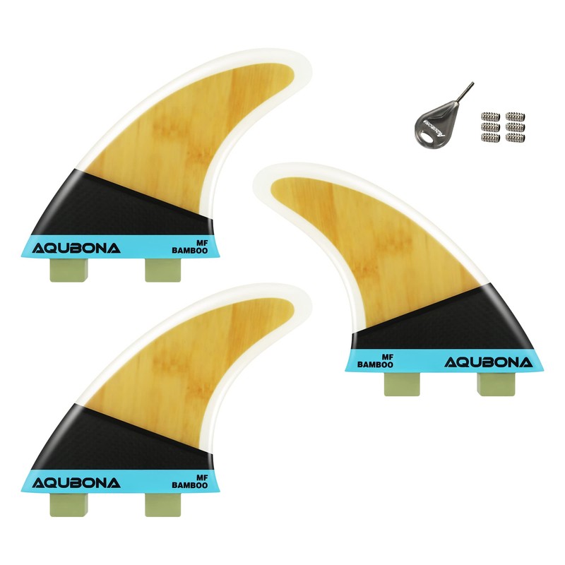 Surfboard Double Tab Fin Compatible, Set of 3, Medium Size,