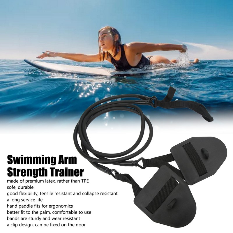 Swimming Arm Strength Trainer Latex Black Elastic Resistance Bands Swimming