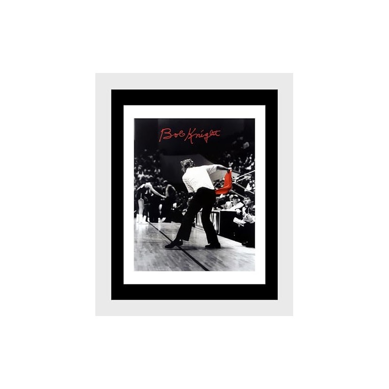 Framed Bobby Knight - Indiana Basketball Assembly Hall Red Chair