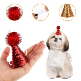 Party Hats for Teddys Multicolor Adjustable Mini Party Hats for Toy Animals with 1-10 Number Stickers for Dog Cat Small Animals Birthday Party Costume Accessories