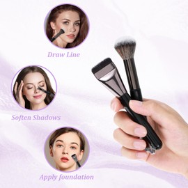 Nogeqi 2 Pcs Nose Contour Brush, Foundation Concealer Brush,Double Head U-Shaped & Fluffy Brushes, Makeup Tools for Precise Nose Sculpting, Highlight and Defining, Women Girls Makeup Concealing