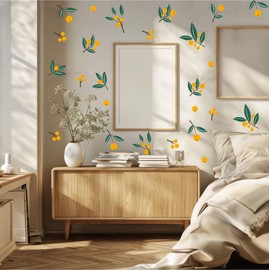Orange Wall Decals Decor for Home DIY Wall Stickers Leaves for Home Living Room Kitchen Fruit Sstore Wall Stickers Decor 10 Sheets