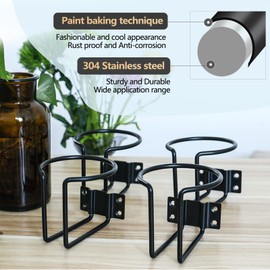 Marinebaby 4 pcs Boat Cup Holder,Stainless Steel Universal Drink Holders,Suitable for Boat,Truck,RV,Tractor,Outdoor Wooden Swing. (Black)