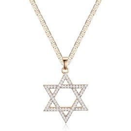 Barzel 18K Gold Plated Crystal Star of David Charm Necklace