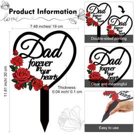 Memorial Stakes Grave Cemetery Decorations Metal Dad Grave Markers Plaque Sympathy Garden Stake Waterproof Cemetery Memorial Signs Decoration for Dad Grave (Dad)