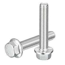 sourcing map 15Pcs 3/8-16 x 2" Flanged Hex Head Bolts, 304 Stainless Steel Flange Hexagon Screws, Flange Hex Drive Screws 5.8 Grade for Machinery Industry Home Appliances, Silver