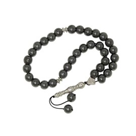W26 10mm Hematite Gemstone Beads 33 Bead Stress Relief Fidget Worry Prayer Beads Tasbih