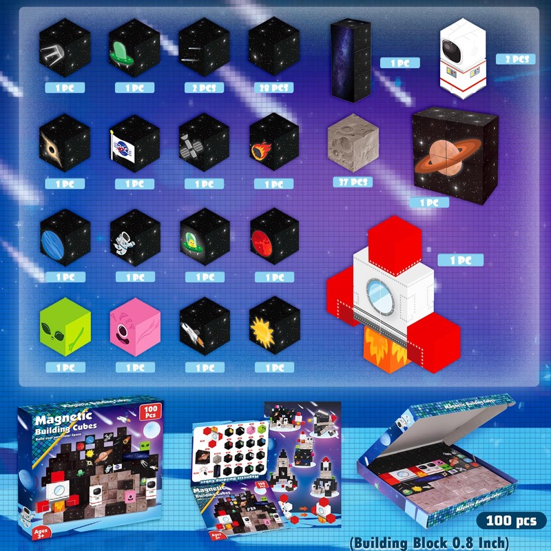 Goody King 100PCS Space Rocket Magnetic Building Blocks |Space Adventure