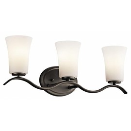 Kichler Armida 23" 3 Light Vanity Light with Satin Etched White Glass in Olde Bronze