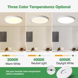 8PK 9 Inch LED Flush Mount Ceiling Light, 18W, 1860LM, 3000K/4000K/6000K CCT Selectable, Round Flat Panel Light Low Profile Ceiling Light Fixtures for Hallway, Kitchen, Bedroom, Laundry Room