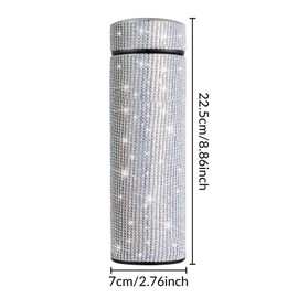 INSTOME 17oz Diamond Insulated Water Bottle – Sparkling Rhinestone Thermos for Women, Stainless Steel Bling Glitter Cup, Hot/Cold Retention, Leakproof & Stylish Daily Companion (cai, 17oz)