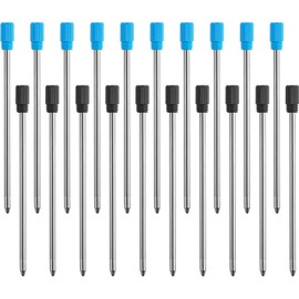 Danlit 2.75 Inch Ballpoint Pen Refills for Diamond Crystal Stylus Pens and Ballpoint Pens with Black Velvet Bag, 20 Pieces (Black and Blue Refill)(Black and Blue Refill)