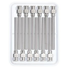 PATIKIL 10Ga x 1.5 Inch Stainless Steel Dispensing Needle Tips, 12Pcs Metal Glue Needle Tube Blunt Tips Luer Lock for Thick Glue Ink Lab, Silver