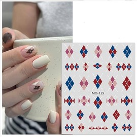 Square Nail Stickers Diamond Decals for Nail Art Brown Chessboard Nail Art Design 5D Embossed Daily Nails Supplies Black Grid Nails Art Accessories for Women Winter DIY Manicure Decoration 3 Pcs