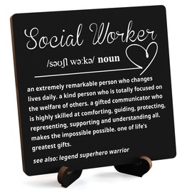 Social Worker Appreciation Gift - Wooden Plaque with Inspirational Definition & Stand - Desk Decor for Social Workers, Counselor Office, Therapist Gift-B07