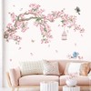 decalmile Cherry Blossom Tree Branch Wall Decals Pink Flower Birds