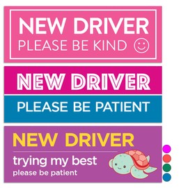 Rio Salto 3-Pack Large Reflective New Driver Car Magnet Please Be Patient Magnet Permit Student Driver Magnets Cool Prank Rookie Funny Magnetic Accessories Bumper Pink (I'm New, Cute and Nice)